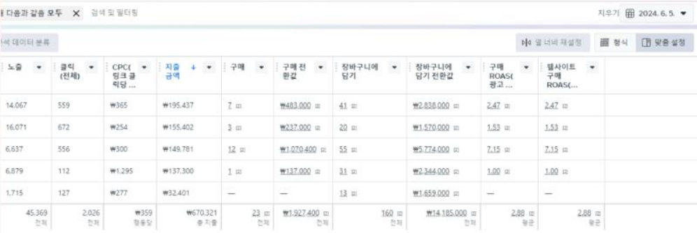 META 광고 성과 이미지 - 6월 5일